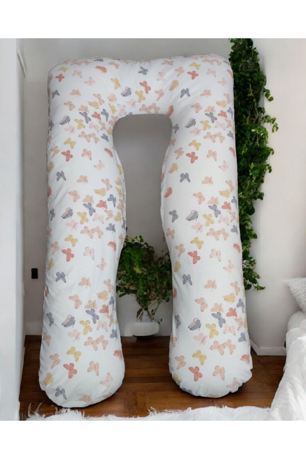 BeybiNest %100 Organik Pamuklu 130x80 Cm Astarlı Hamile Destek Yastığı Emzirme Yastığı Hasta Yastığı