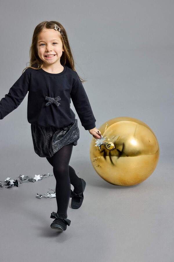 Defacto Yılbaşı Temalı 2'li Takım Fiyonklu Sweatshirt Etek Kız Bebek G5761A525WN