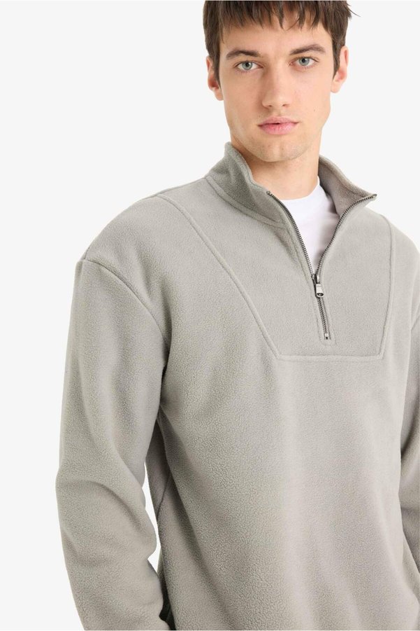 Defacto Half-Zip Fleece Sweatshirt E8632AX25WN