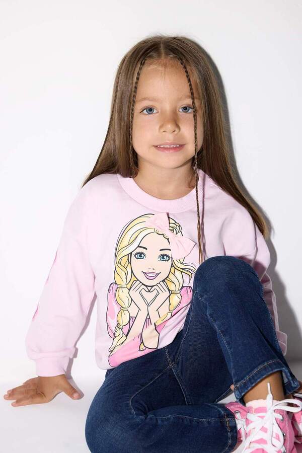 Defacto Barbie Bisiklet Yaka Sweatshirt Kız Bebek F4979A525AU