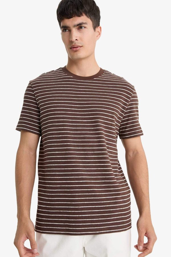 Defacto Regular Fit Crew Neck Striped Short Sleeve T-Shirt E8198Ax25Au