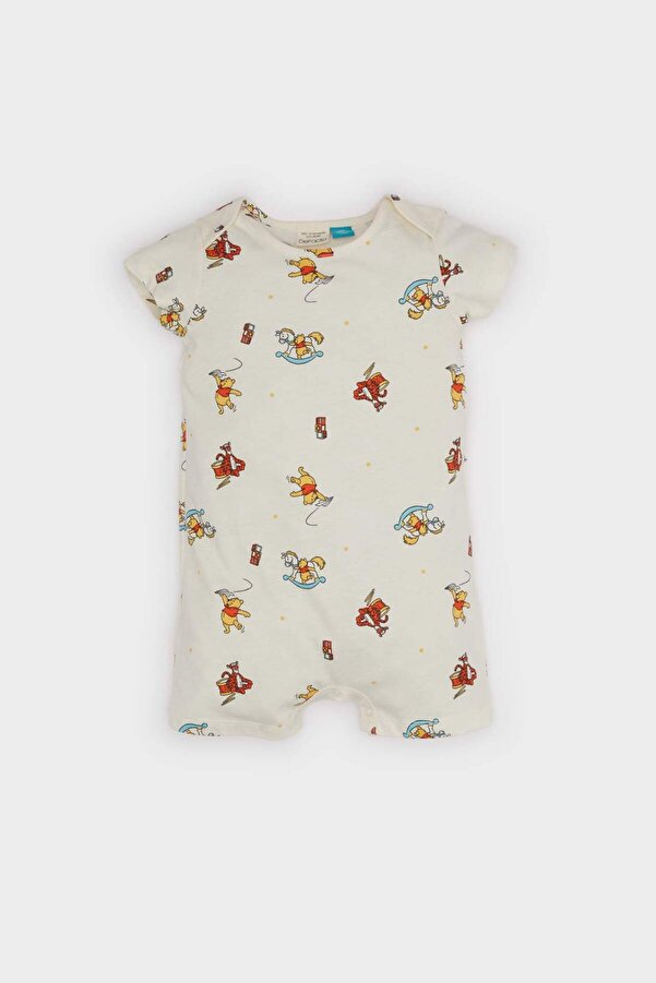 Defacto Disney Winnie The Pooh Penye Kısa Kollu Tulum Erkek Bebek Yenidoğan E9553A525SM
