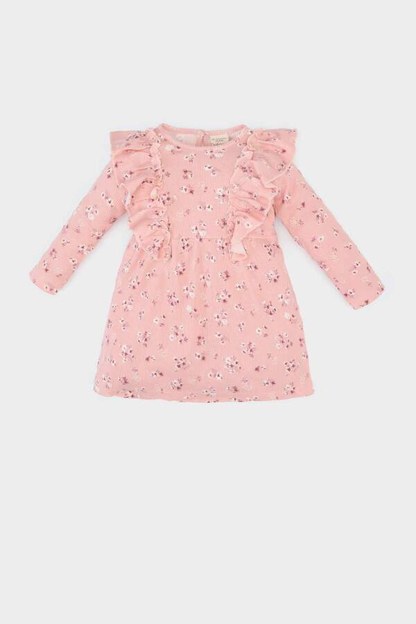 Defacto Çiçekli Uzun Kollu Waffle Elbise Kız Bebek D9563A525SP
