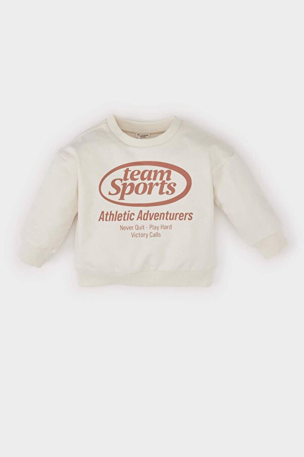 Defacto Bisiklet Yaka Baskılı Sweatshirt Erkek Bebek D8580A525SP
