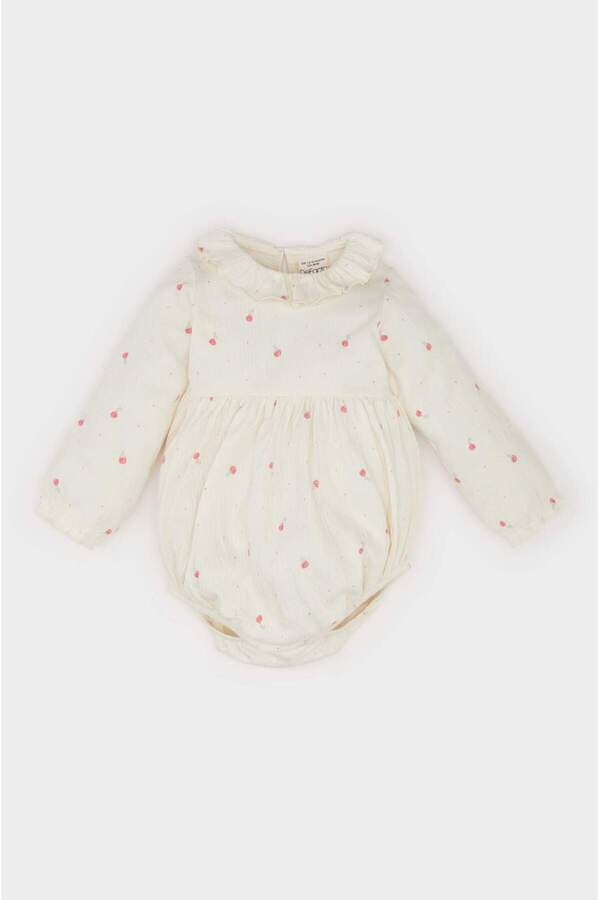 Defacto Çiçek Desenli Uzun Kollu Çıtçıtlı Body Kız Bebek Yenidoğan D9092A525SP