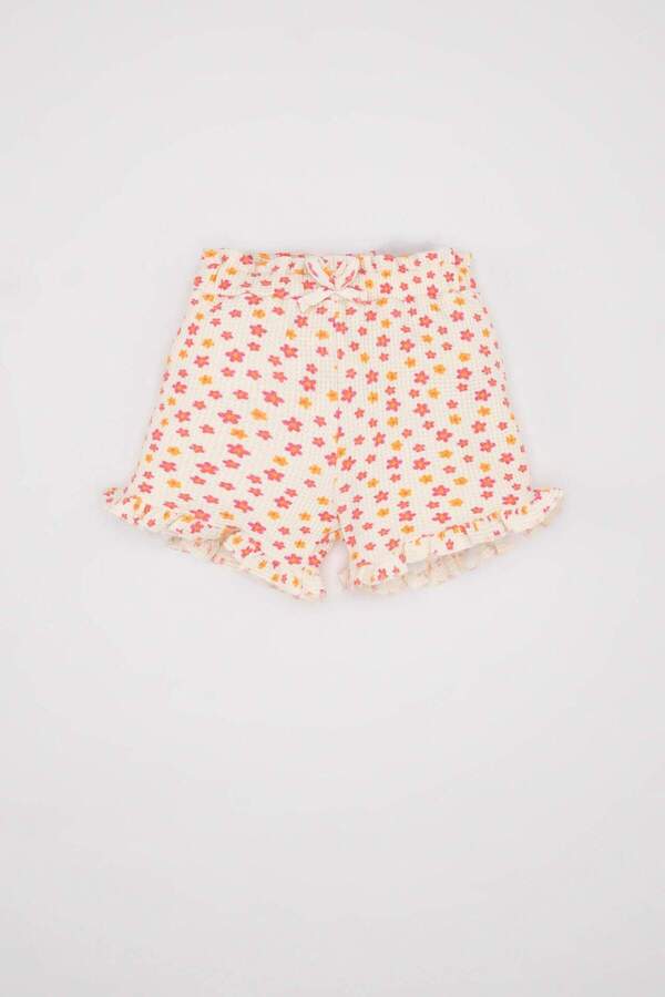 Defacto Kız Bebek Çiçekli Waffle Şort D4351A524SM