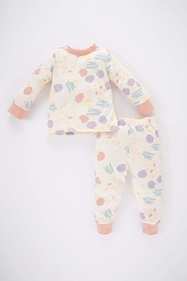 Defacto Kız Bebek Desenli Penye Uzun Kollu Pijama Takımı A9326A523AU