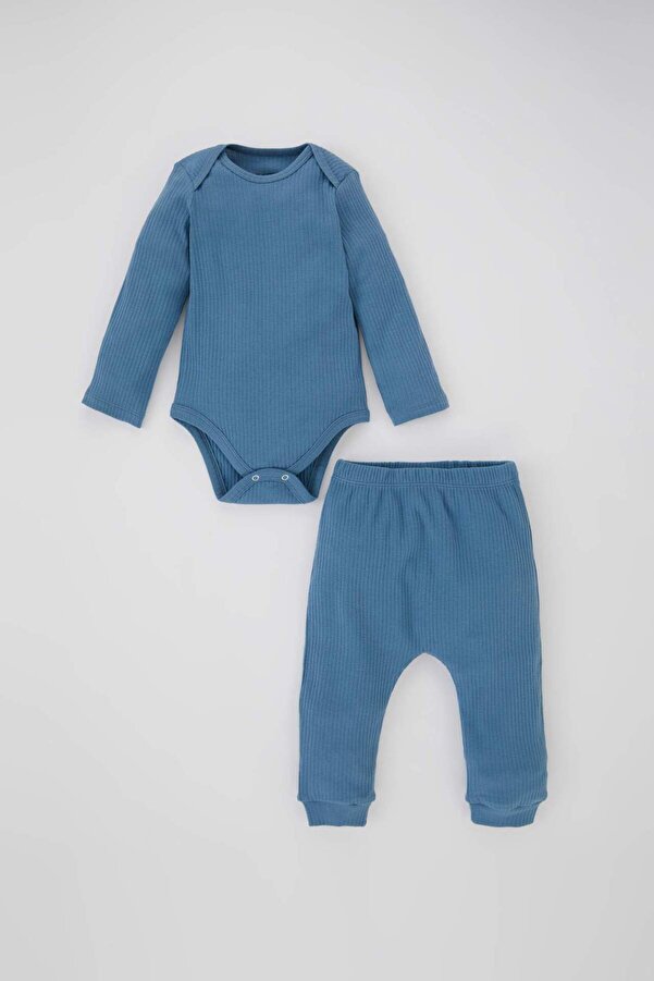 Defacto Erkek Bebek Fitilli Kaşkorse Çıtçıtlı Body Eşofman Altı 2li Takım A6883A523WN