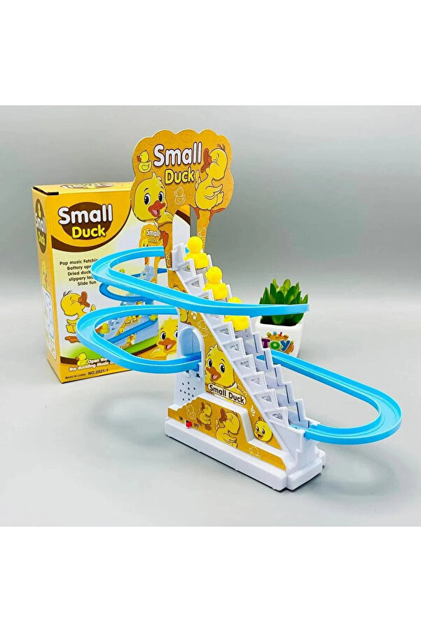 u-toys Small Duck 3 Ördekli Müzikli Işıklı Kaydıraklı Merdiven Çıkan Dön Dolaş Tırmanan Ördekler Oyuncak