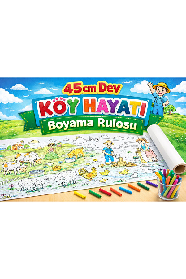 Haydi Dekor 45 cm Dev Köy Hayatı Boyama Rulosu – 4 Metre Uzunlukta Dev Boyama Kağıdı|