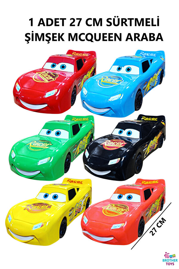 Brother Toys 27 Cm Büyük Boy Sürtmeli Kırılmaz Şimşek Mcqueen Oyuncak Araba Cars