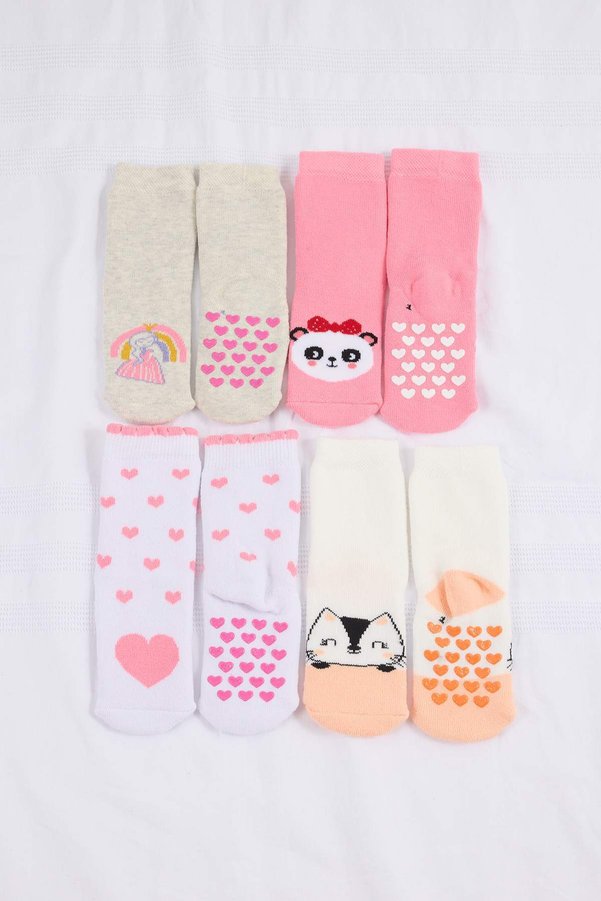 TRENDYOLKIDS Multicolored 4-Piece Girls' Socks Tkdss26Co00008