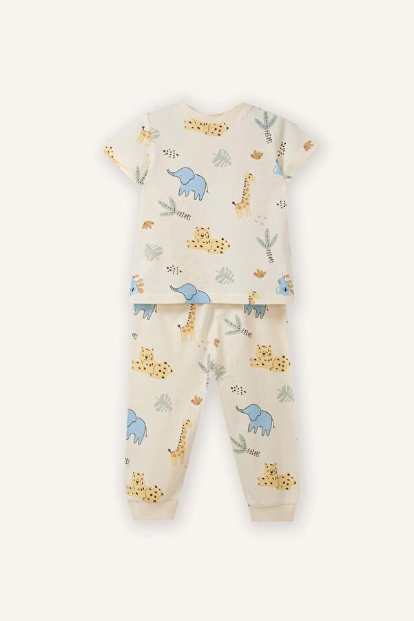 Defacto %100 Pamuklu Dinozor Baskılı 2'li Pijama Takımı Erkek Bebek G8846A526SM