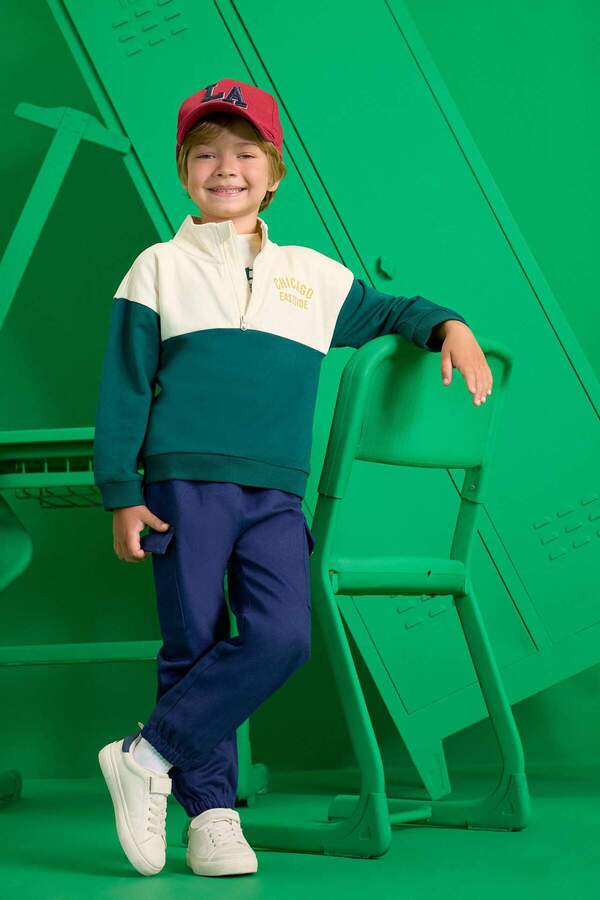 Defacto Jogger Fit Esnek Bantlı Paça Gabardin Okul Pantolonu Erkek Bebek F3668A525AU