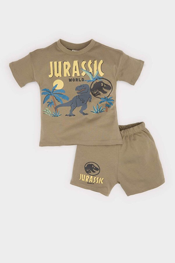 Defacto Jurassic World 2'li Takım Kısa Kollu Tişört Beli Lastikli Şort Erkek Bebek E6922A525SM