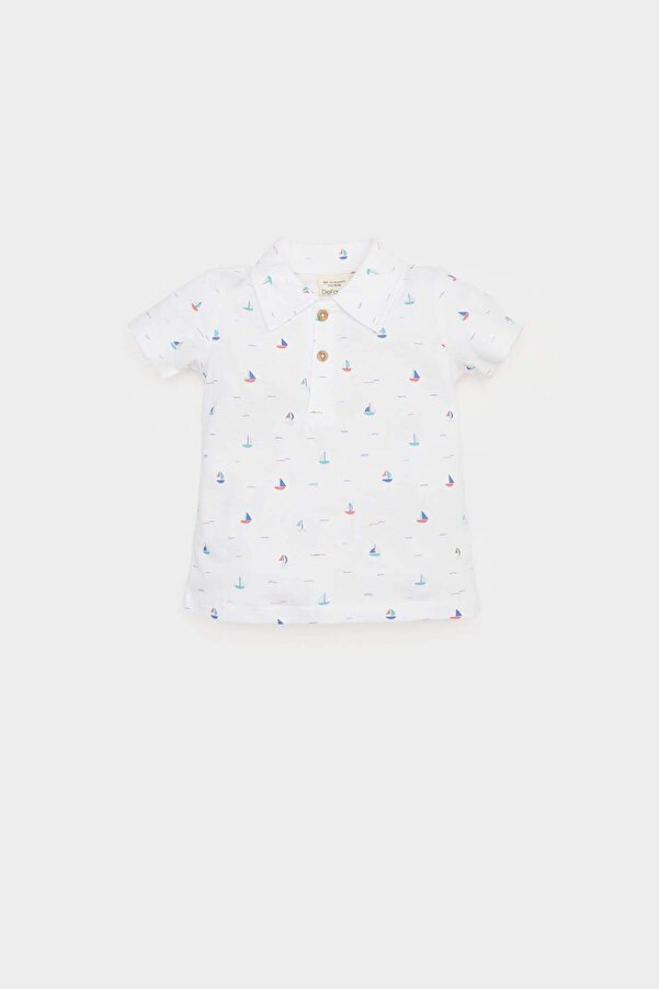 Defacto Polo Yaka Deniz Baskılı Pike Kısa Kollu Tişört Erkek Bebek E4776A525SM