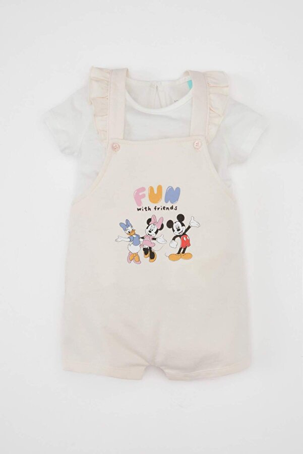 Defacto Kız Bebek 2'li Takım Disney Mickey & Minnie Kısa Kollu Tişört Kolsuz Tulum D0796A524HS
