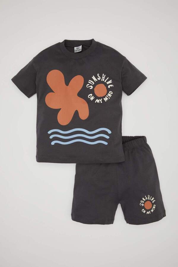Defacto Erkek Bebek Baskılı Kısa Kollu Tişört Şort 2li Takım C1001A524SM
