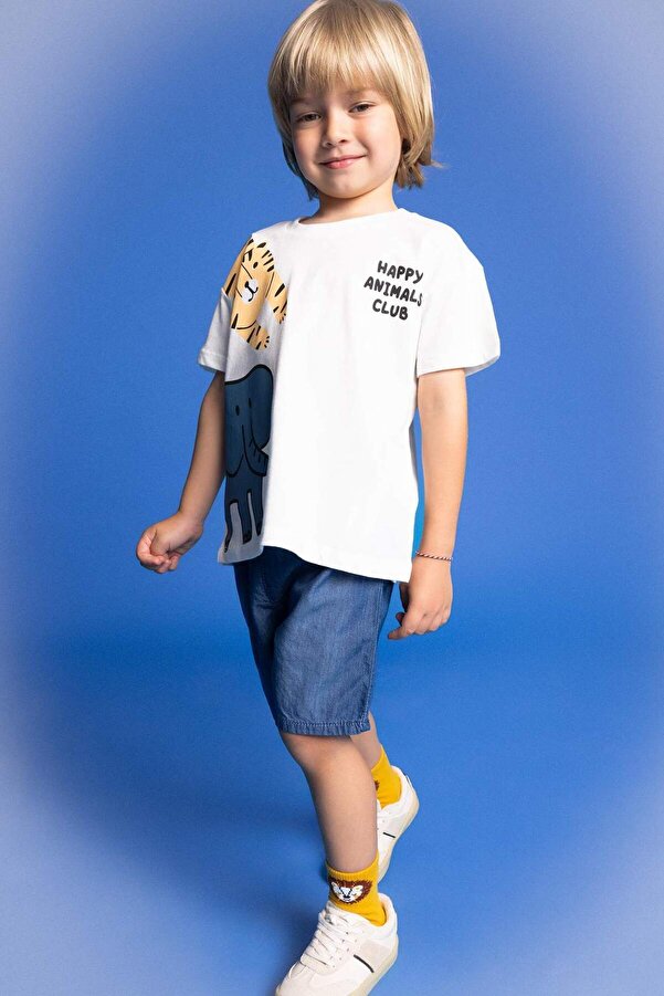 Defacto Basic Düz Beli Bağcıklı Jean Şort Erkek Bebek C2281A524SM