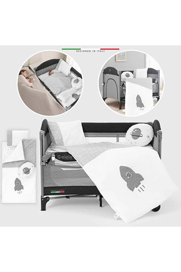 Elele Life Space 6 Parça Oyun Parkı Park Yatak Bebek Uyku Seti Gri
