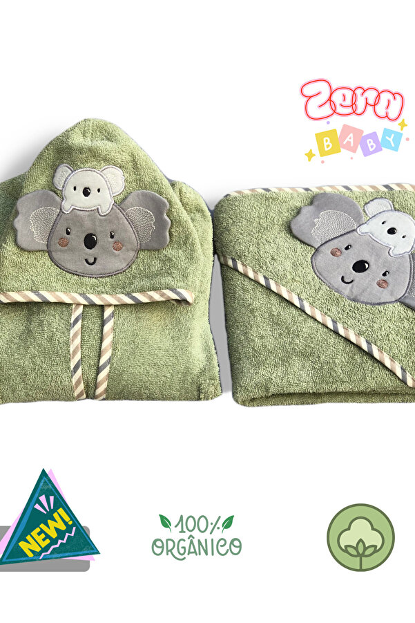 zera collection Bebek bornoz Kapişonlu & Bebek Havlu Set %100 organic pamuk ( 1-3 yaş ) Kız ve Erkek Bebek