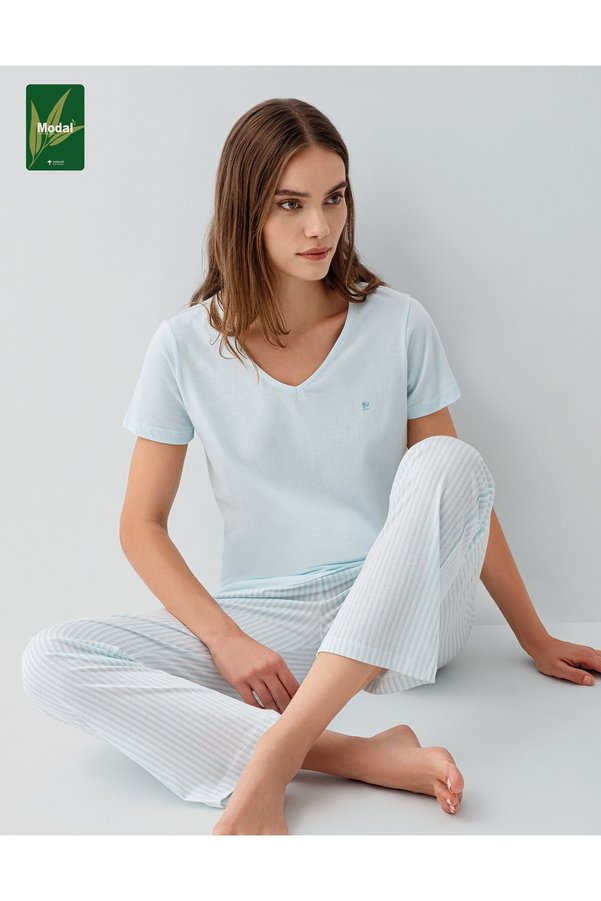 Pierre Cardin Modal Cotton Pcs Short Sleeve Plain Women's Pajama Set