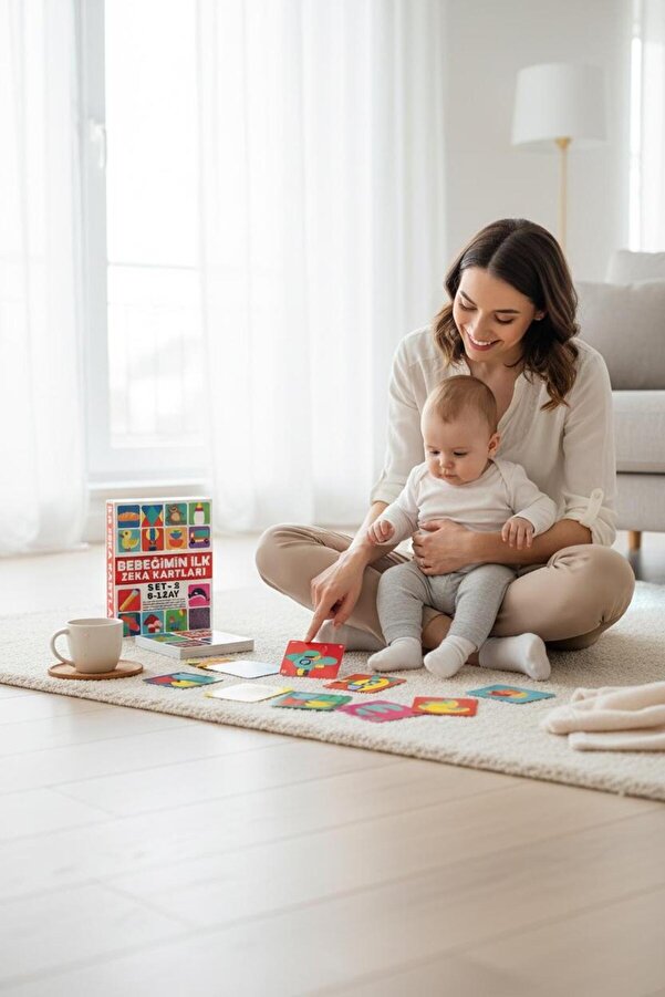 BuradaBuldun Bebeğimin İlk Zeka Kartları Seti - 6-12 Ay Bebek Gelişim Kartları
