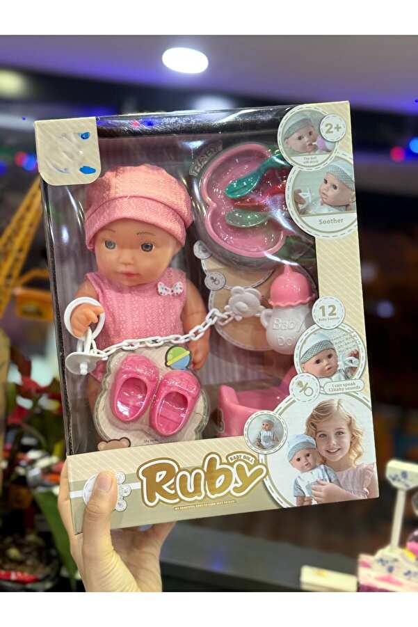 Ruby baby doll konuşabilen bebek ve aksesuarları 10 parça 24x31 cm