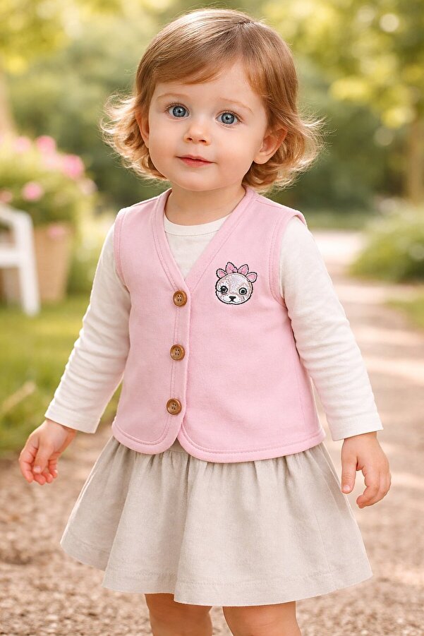 almira anne bebek Bebek Yelekleri Pembe Panda Baskılı Kız Bebek Giyim Seçenekleri