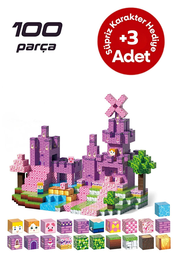 McBlok Minecraft Manyetik Küp Blok Yapı Taşı 100 Parça