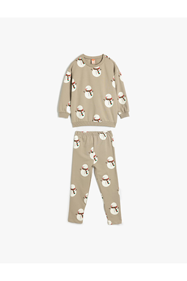 Koton Pamuklu Kardan Adam Baskılı Uzun Kollu Şardonlu Eşofman Takımı