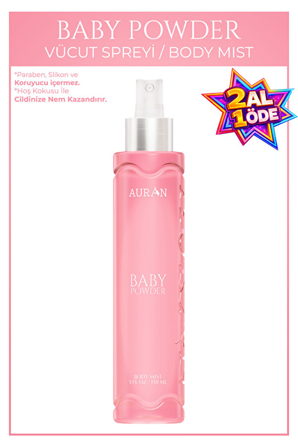 AURAN Bebek Pudrası Parfümlü Kadın Vücut Spreyi Bebeksi ve Etkileyici Vücut Misti Body Mist Spray 150ml