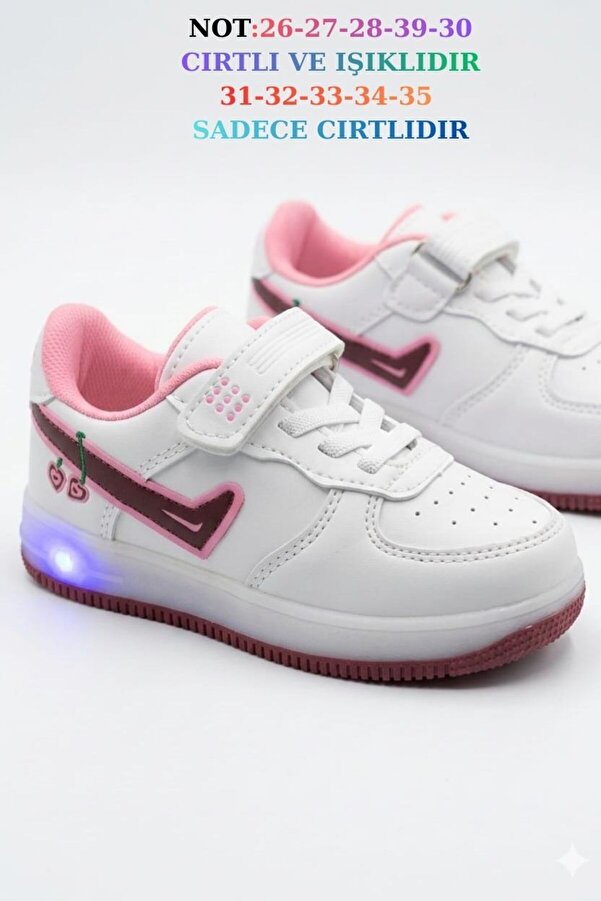 McDark Beyaz Bordo Kadın Sneaker Kirazlı Model Ayakkabı