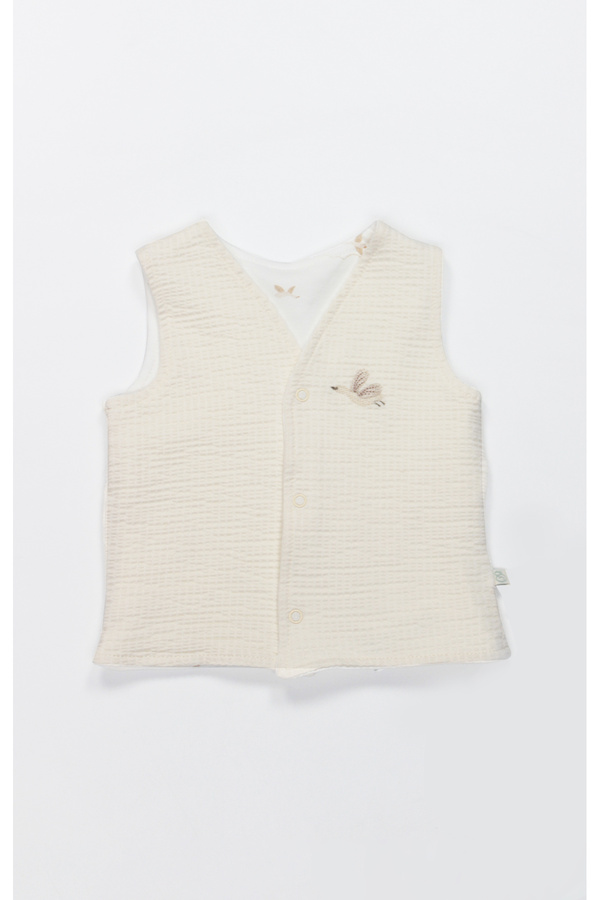 Bistyle Yelek Çift Taraflı Love You Smile 18115 Ekru