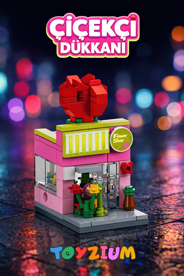 Shem Çiçekçi Dükkanı Yapı Blok Seti (105 Parça) - Mini Mağaza Model Yapım Seti
