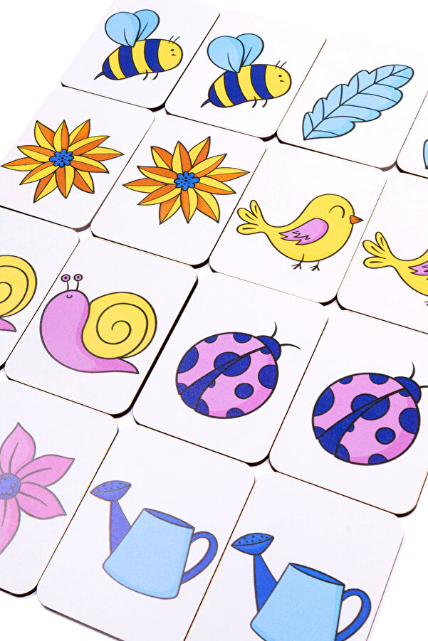 FeyzaDesign Ahşap Zeka Oyunu Eşleştirme Kartları Montessori Oyuncak