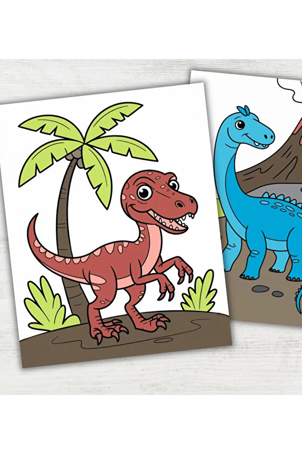 JACA 28 Adet Dinazor Temalı Boyama Sayfaları Worksheet Motor Becerici Geliştirme A4 Sayfaları