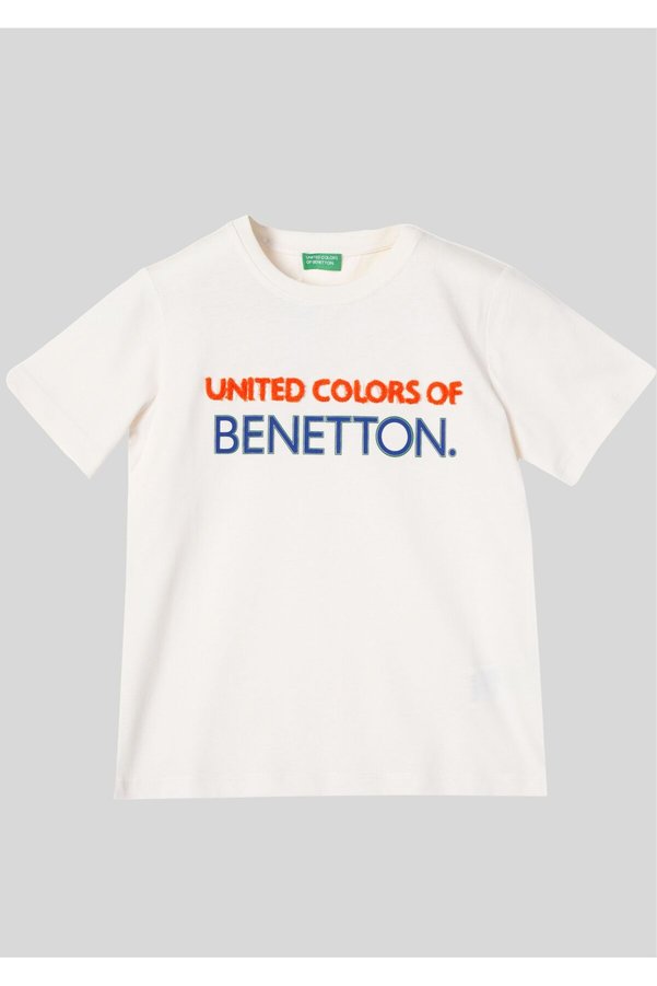 Benetton United Colors of Logolu White Crew Neck Short Sleeve Kids T-Shirt