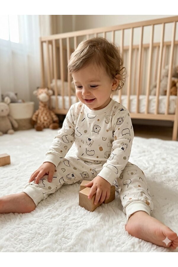 KANKA BENİGİY %100 Pamuklu Hayvan Desenli Pijama Takımı