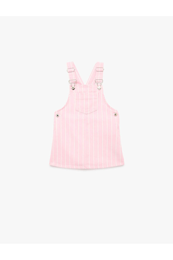 Koton Pamuklu Kare Yaka Askılı Denim Jile Elbise