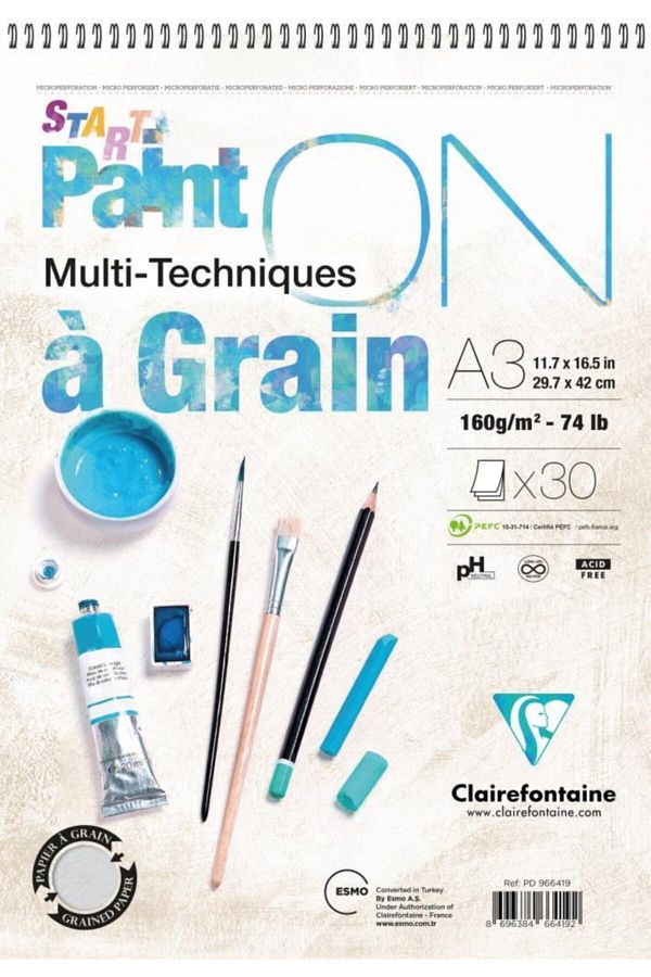 Clairefontaine-Paint-on Start Drawing Block A3 160gr Textured 30 Sheets 1