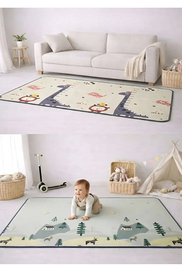 Coolmats Rulo Oyun Matı Çift Taraflı Büyüyen Dino - Geyik Vadisi 200x140x1.5 cm