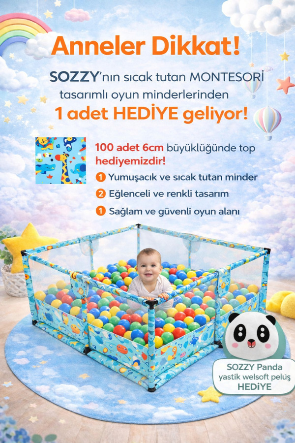 Sozzy Toys Erkek Bebek ve Çocuk Oyun Alanı – Kaymaz Yumuşak Oyun Matı – Güvenli Oyun Zemini