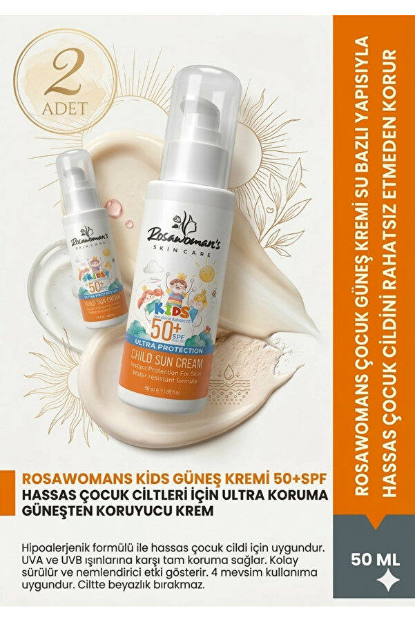 Rosawomans Çocuk Güneş Kremi 50ml 2'li Set