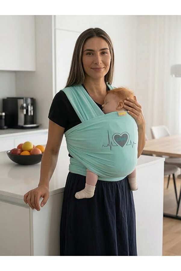 EGGBABY İsme Özel Tasarım Ergonomik Sling Bebek Taşıma Şalı Pamuk Kumaş Wrap Sling