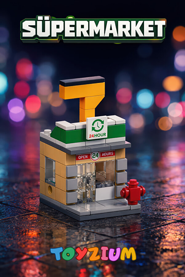 Shem Süpermarket Yapı Blok Seti (108 Parça) - Mini Mağaza Model Yapım Seti