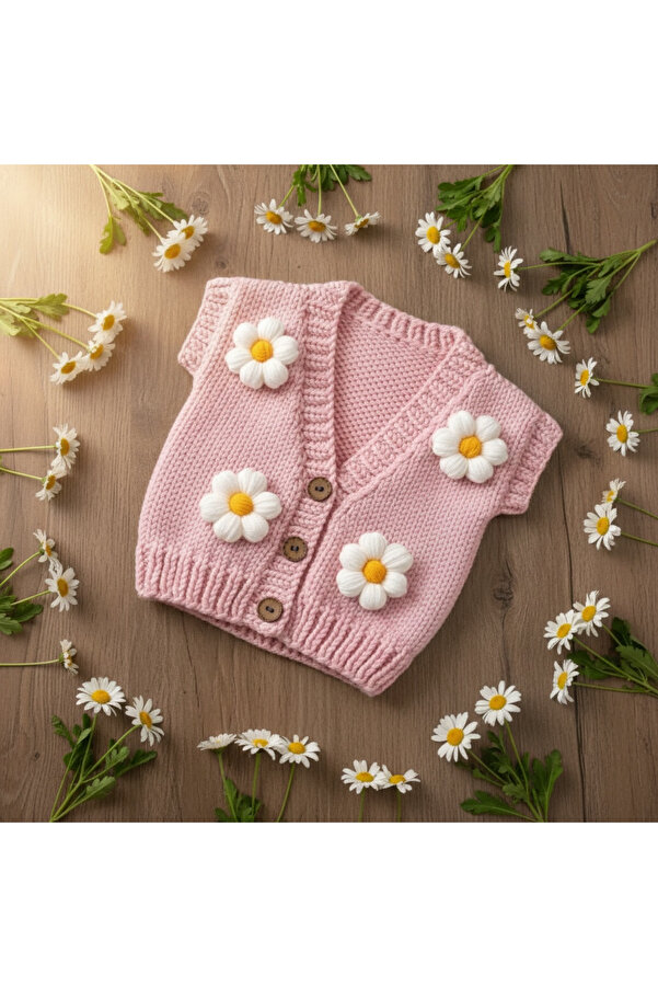 Barzey crafts Çiçekli çocuk yelek
