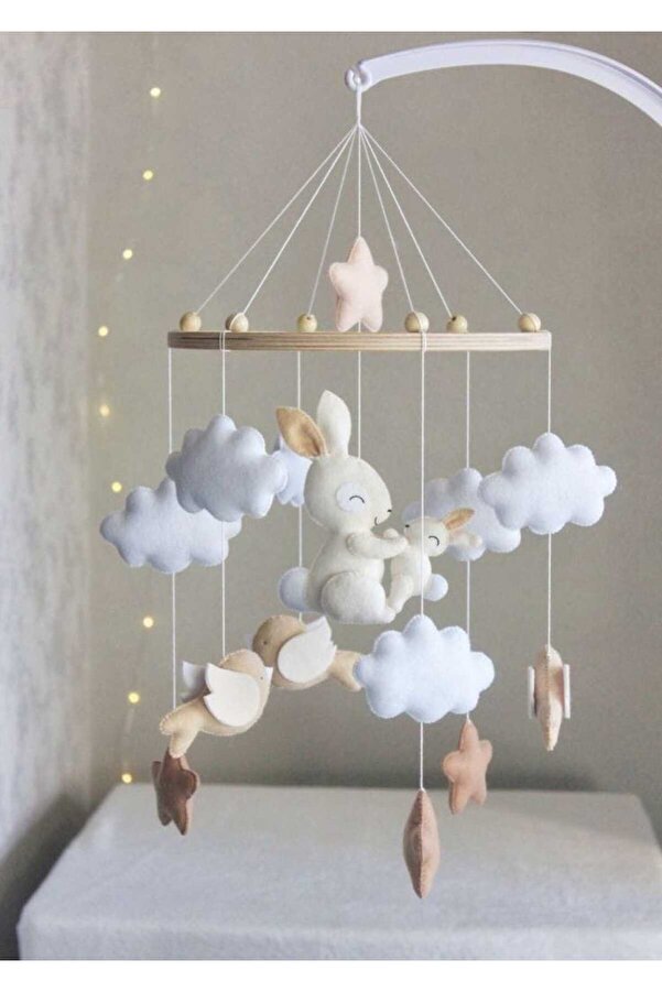 TREND METFİQ DECORATİON Premium El Yapımı Keçe Bebek Dönencesi - Montessori Yenidoğan Uyku Arkadaşı ve Beşik Oyuncağı anne