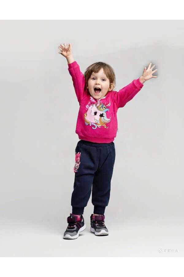 almira anne bebek Unicorn Desenli Kız Çocuk 2'li Takım | Pembe Ve Lacivert Renkli | 3 Yaş