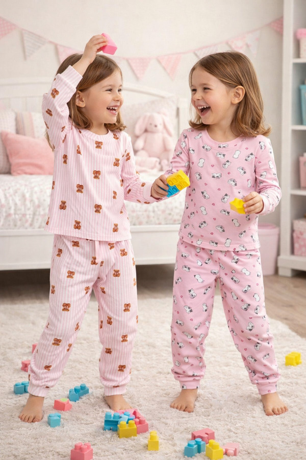 Vivolas 2’li Set %100 Pamuk Çocuk Pijama Takımı – Kız & Erkek, Desenli (1-12 Yaş)